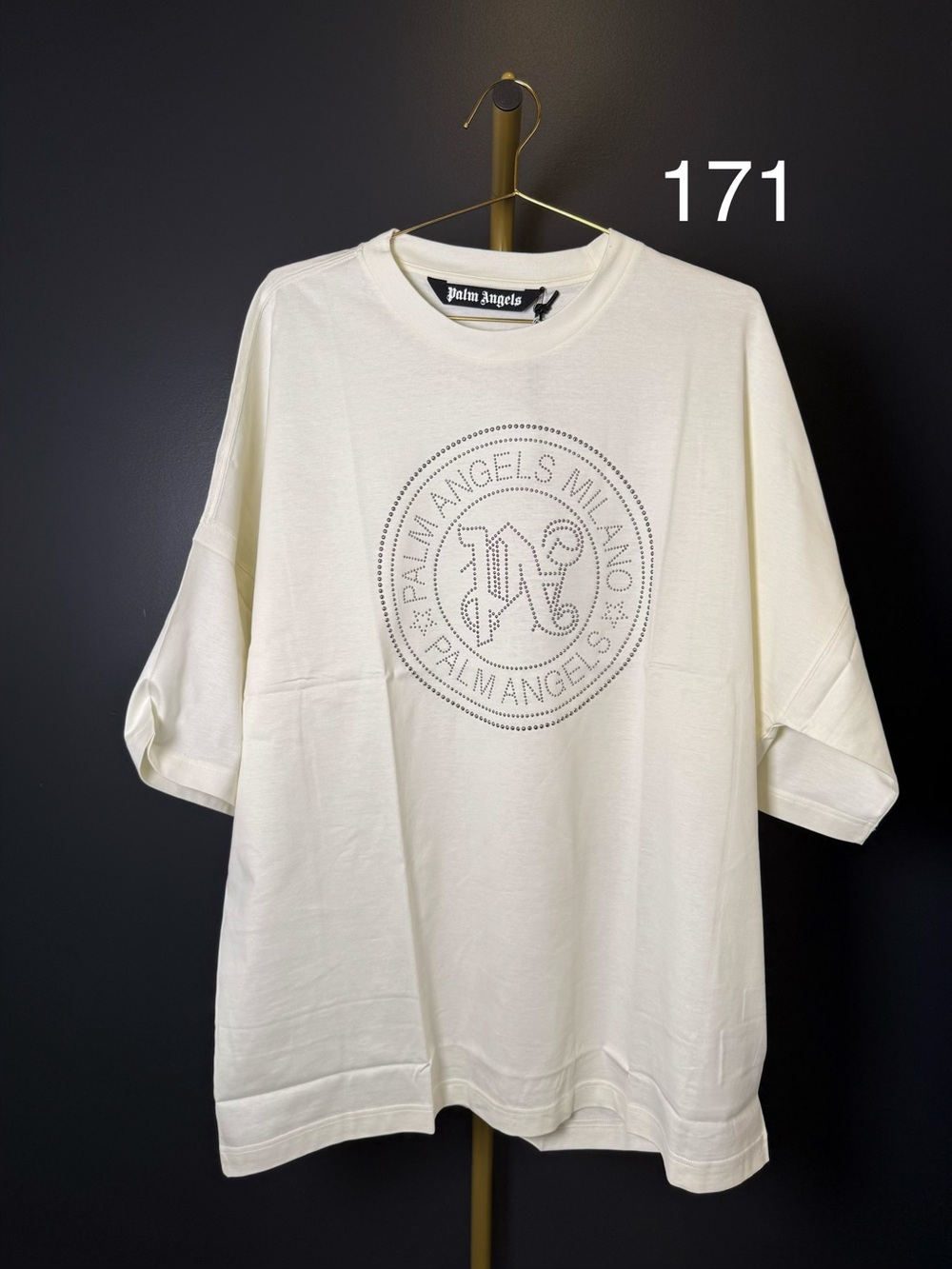 Palm Angels Cream Short-Sleeve Logo Tee